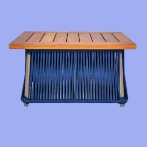 Mesa de Centro Laika elaborada com Corda Náutica e Tampo em Madeira Cumarú